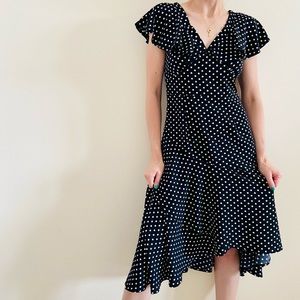 NWT L.N.V Polka Dot Asymmetric Sleeveless Dress